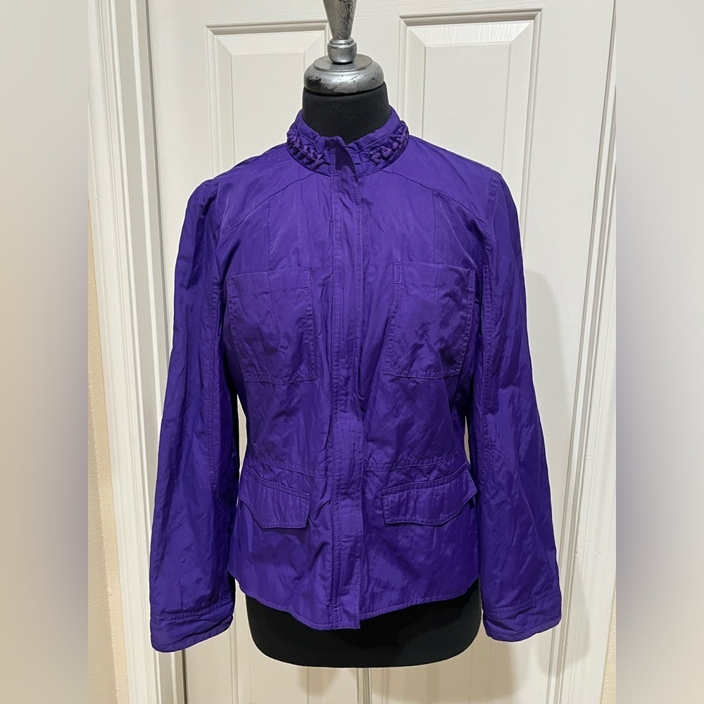 Chico's PATSY PERFECT FULL ZIP LINEDVibrant Purple UTILITY JACKET SIZE 1=M( 8-10